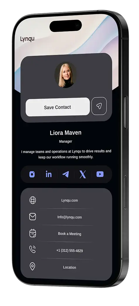 A Lynqu profile card on iPhone